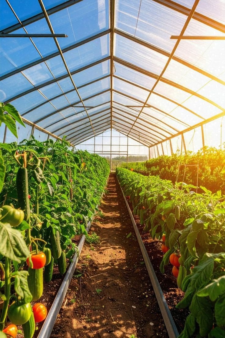 Intérieur d'une serre agricole en production